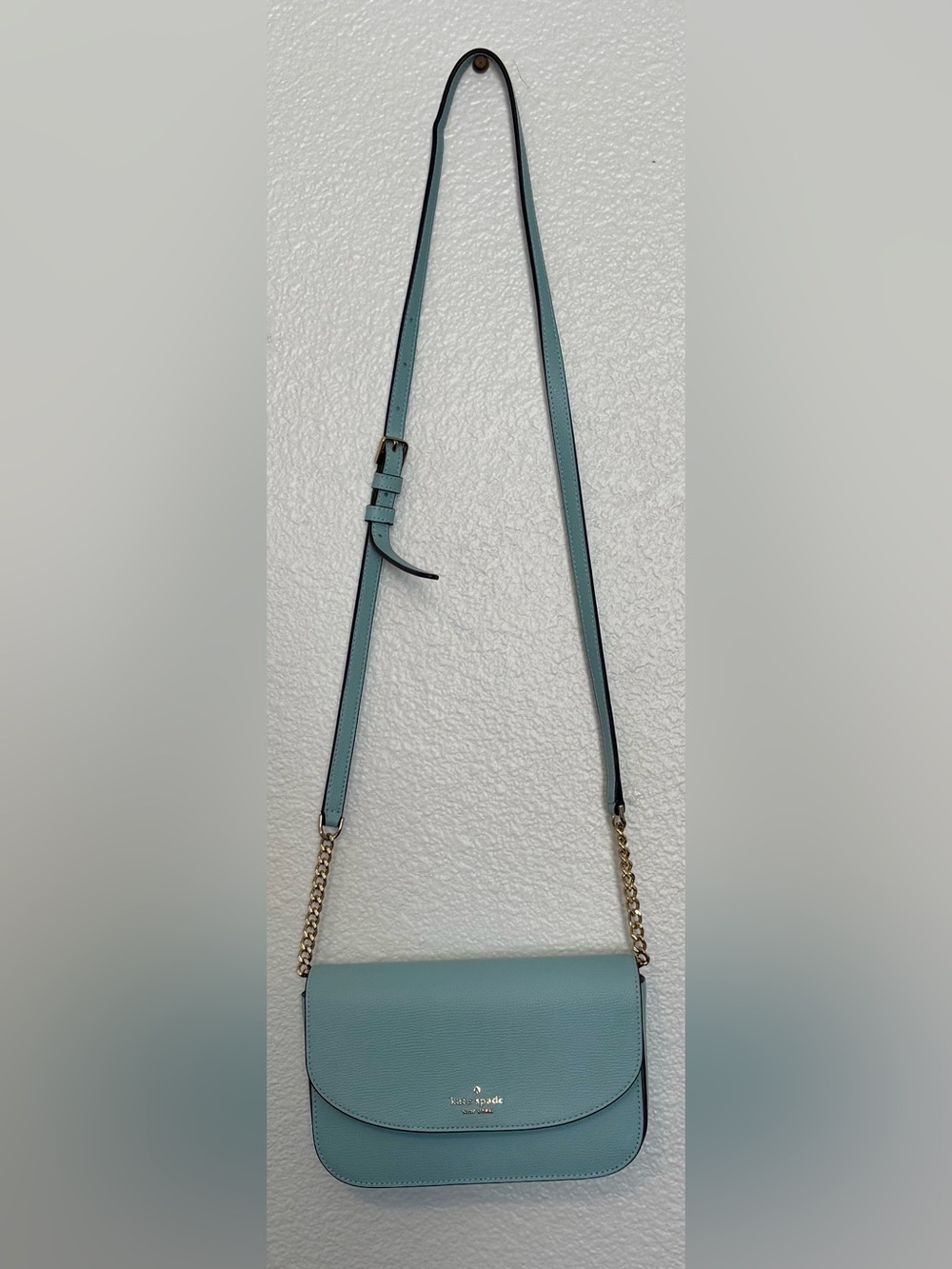 Kaye Spade almost new aquamarine/dewy blue color leather crossbody - Picture 6 of 7